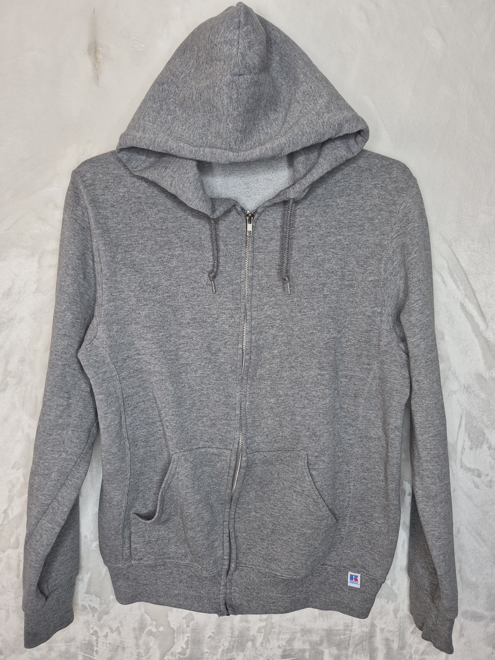 Vintage Russell Athletic Full Zip Hoodie Sweatshirt Heather Gray Mens M 21x26.5